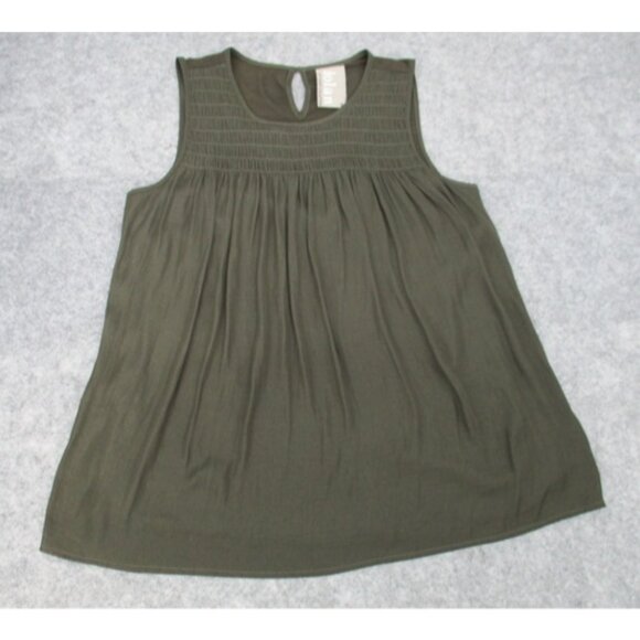 Dolan Womens Tank Top Medium Left Coast Collection Green Sleeveless Pleated New - Picture 1 of 16